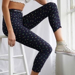 High-Waisted Floral Ankle Pants
